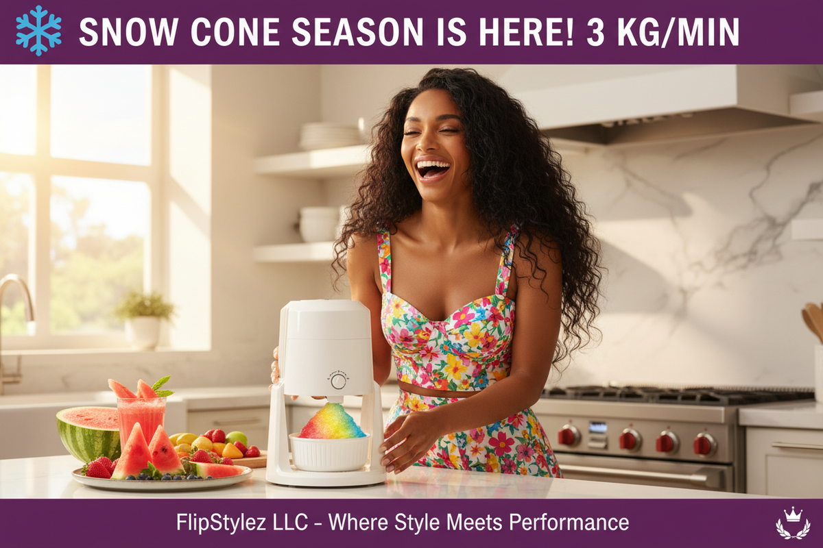 FlipStylez™ Electric Ice Shaver Machine – 3 KG/Min, Dual Voltage 110V/220V, Two-Speed, Red Green White, Smoothies & Crushed Ice | FlipStylez LLC®