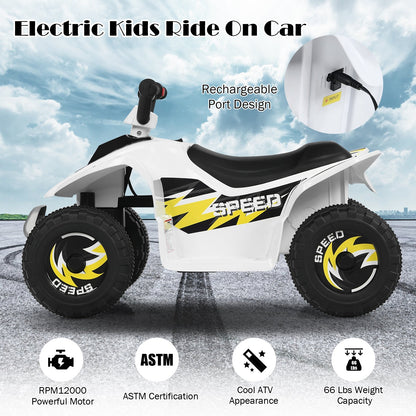 6V Kids Electric ATV 4 Wheels Ride-On Toy-White